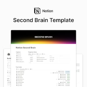 Notion Second Brain, Daily planner template for Notion, Weekly Planner, To-Do List, Goal Tracker, Journal, Aesthetic Editable Template