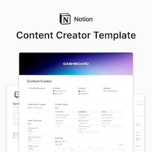 Notion Content Creator Template, Social Media Notion Template, Content Planner, Notion Editable Template, Notion Organize Template