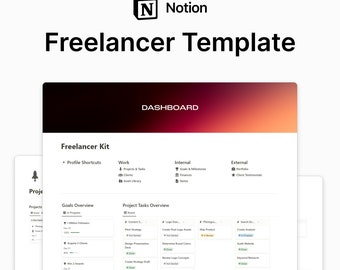 Notion Freelancer Kit, All-in-One Notion Template for Business, Project Management, CRM Client Tracker, Marketing, Finance Tracker, Planner