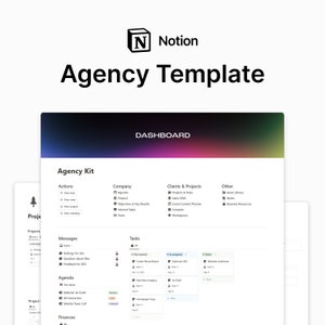 Notion Agency Kit, All-in-One Notion Template for Business, Project Management, CRM Client Tracker, Marketing, Finance Tracker, Task Planner