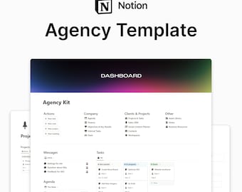 Notion Agency Kit, All-in-One Notion Template for Business, Project Management, CRM Client Tracker, Marketing, Finance Tracker, Task Planner
