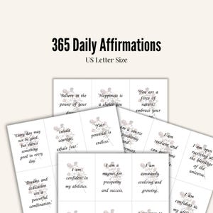 Cartes d'affirmation, affirmations imprimables, 365 inspirations, moodboard, jeu de cartes avec affirmations, jeu de affirmations floral