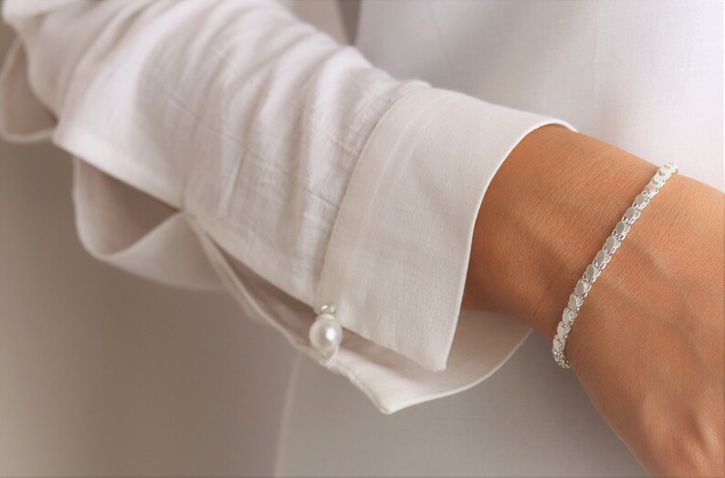 Simple Charm Bracelet Cable Bracelet Box Bracelet Curb Bracelet Silver Chain Bracelet Everday Casual Bracelet Statement Bracelet