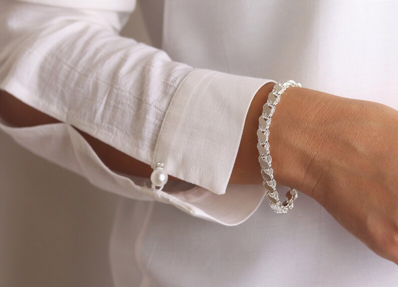 Simple Charm Bracelet Cable Bracelet Box Bracelet Curb Bracelet Silver Chain Bracelet Everday Casual Bracelet Statement Bracelet