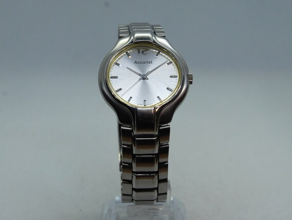 Vintage Accurist Stainless Steel Case and Wristband Etsy