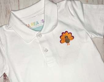 Turkey Polo Shirt for Toddler or Baby, Little Boy Thanksgiving Shirt, Holiday Polo Shirt, Thanksgiving Day Outfit