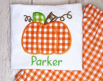 Pumpkin Embroidered Tshirt for Babies or Toddlers, Halloween Tshirt, Baby or Toddler, Thanksgiving Pumpkin Top for Boys or Girls