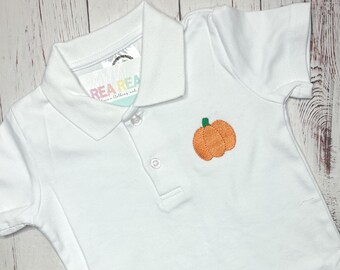Pumpkin Polo Shirt for Toddler or Baby, Pumpkin Patch Shirt for Little Boy Thanksgiving Shirt, Holiday Polo Shirt, Thanksgiving Day Outfit