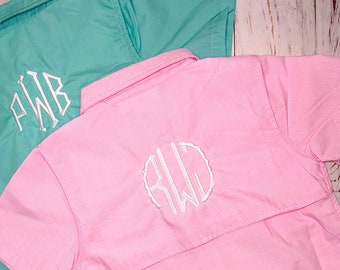 Monogrammed Kids Fishing Shirt or Romper Summer Shirt for Kids