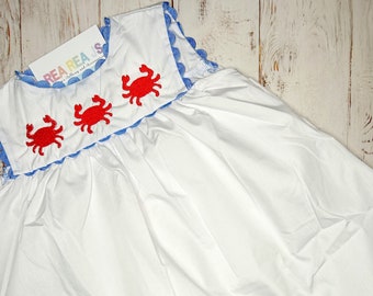 Crab Summer Dress for Girls, Beach outfit for Little Girls, Summer Sundress