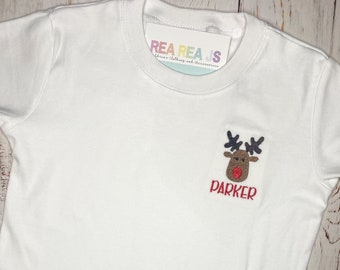 Personalized Reindeer Shirt for Toddler or Baby, Christmas Polo Shirt for little boy or girl