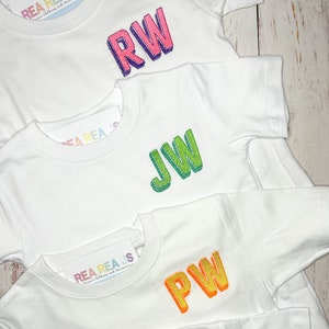 MORE COLORS, Shadow Block Initials Shirt for Babies and Toddlers, Kids Personalized Shirt, Baby Top Monogrammed, Toddler Personalized Tshirt