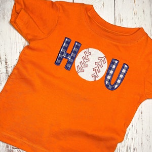 Houston Baseball Shirt for Babies and Toddlers, Baseball Shirts, Baseball Sports Fan Gameday Top image 1
