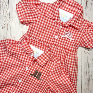 Rodeo Boots Gingham Shirt or Dress, Kids Western Shirt or Dress, Cowboy Boot Outfit for Boys or Girls