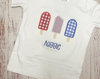 USA Popsicles Seersucker Patriotic Toddler Shirt for boys and girls, Fourth of July top  for baby or toddler, Baby Girl or Baby Boy