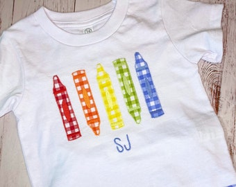 MORE COLORS Crayon Shirt for Back to School, Babies or Toddlers, First Day of School Tshirt, Baby or Toddler Last Day of School Top