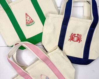 Canvas Zippered Tote Bag, Summer Purse