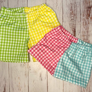 MORE COLORS, Colorblock Shorts for Boys or Girls, Fully Lined Two Toned Baby and Toddler Shorts, Seersucker  Shorts, Gingham Toddler Shorts