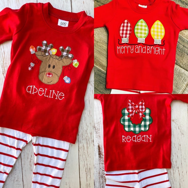 Christmas Pj Shirts Etsy