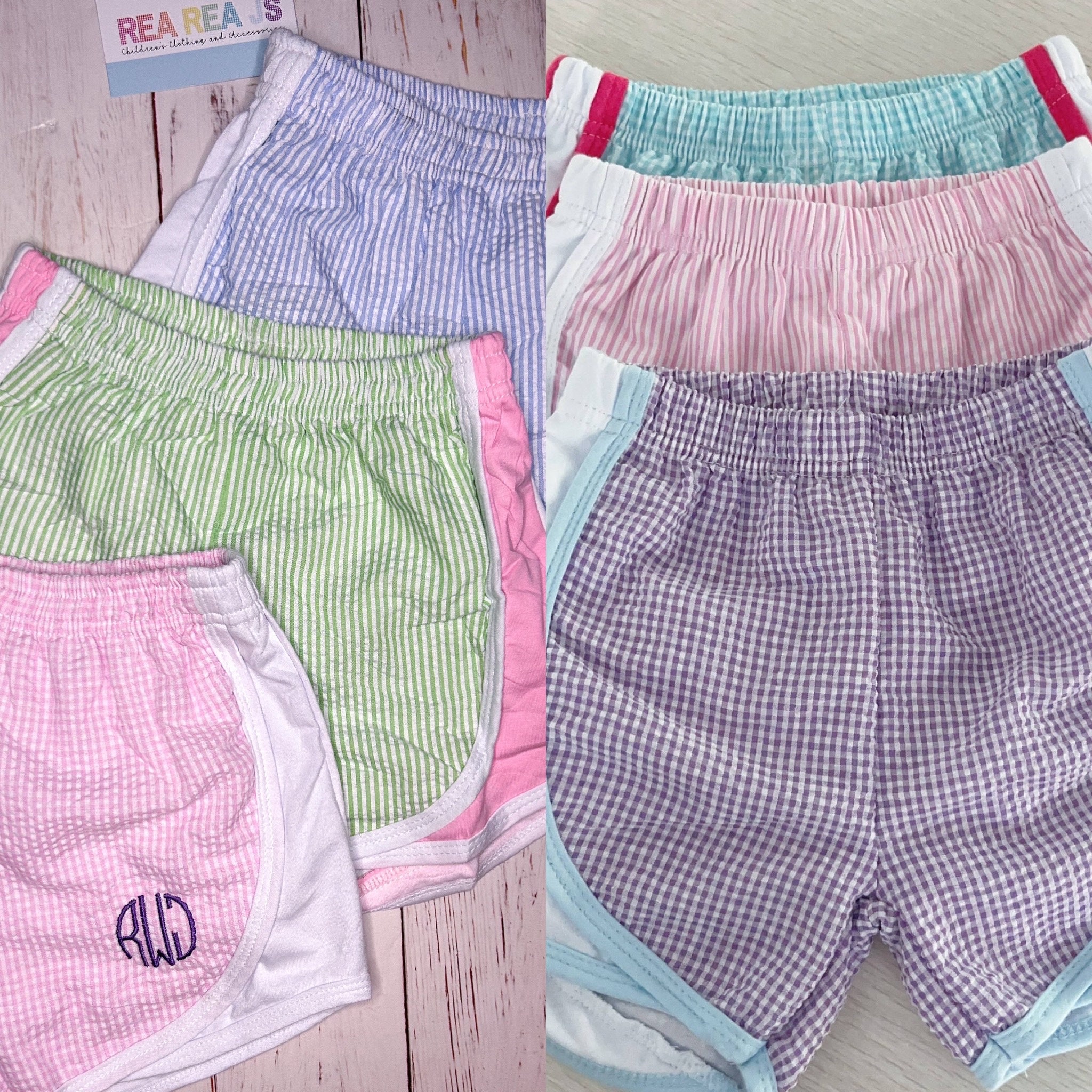 Monogrammed Running Shorts for  Girls, Fully Lined, Baby and Toddler Athletic Shorts, Gingham Baby Shorts, Seersucker Shorts