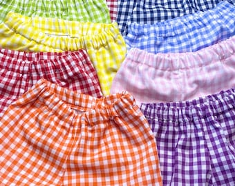 MEHR FARBEN - Shorts für Jungen oder Mädchen, gefüttert, Baby und Kleinkind Shorts, Gingham Baby Shorts, farbige Kleinkind Shorts, Karierte Shorts