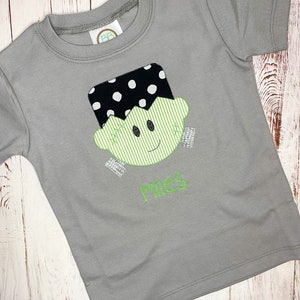 Halloween Frankenstein Embroidered Tshirt for Babies or Toddlers, Halloween Tshirt, Baby or Toddler, Spooky  Top for Boys or Girls