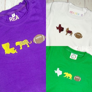 Gameday Mascot Trio Shirt for Babies and Toddlers, College Football Top for Boys and Girls, University Game Day Shirt, State shirt