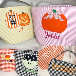 Cestas para pedir dulces, cubo de dulces de Halloween, saco para pedir dulces, bolsa de Halloween para niños, cesta de Halloween de sirsaca, cesta de cuadros vichy