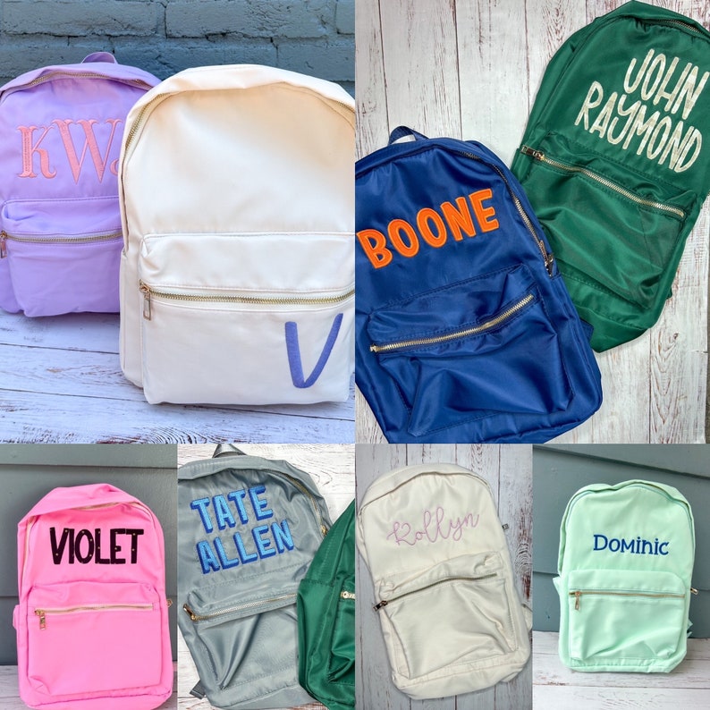 MORE COLORS, Monogrammed Nylon Backpack, Personalized Diaper Bag, School Bag for Kids image 1