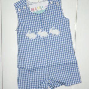 Hopping Bunny Jon Jon, Easter Embroidered Longall, Baby or Toddler Boys Easter Outfit, Sibling Matching Easter