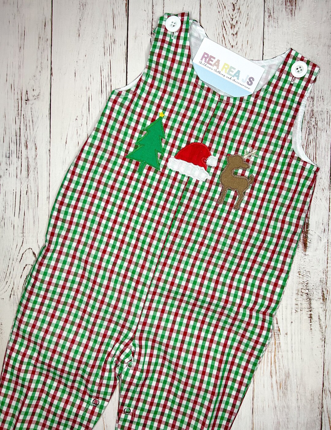 Embroidered Christmas Longalls for Baby, Toddler Boy, Plaid Christmas ...