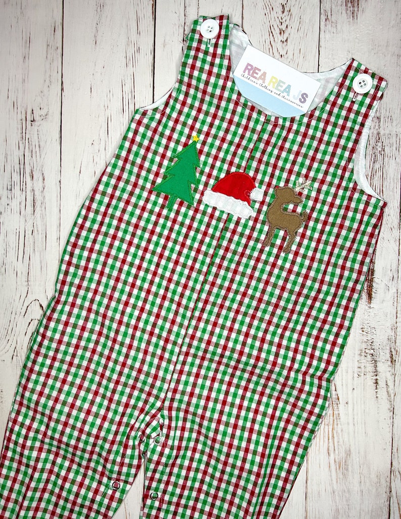 Embroidered Christmas Longalls for Baby, Toddler Boy, Plaid Christmas ...