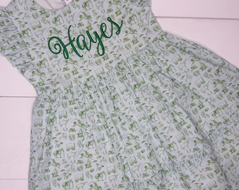 Rodeo Toile Dress, Western Cowgirl Dress for Girls, Toddler or Baby, Go Texan Day Dress, Rodeo Sibling Outfit, Mommy and Me Rodeo Match