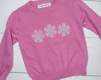 Snowflake Embroidered Sweater, Christmas Sweatshirt , Baby or Toddler, Winter Top for Boys Girls