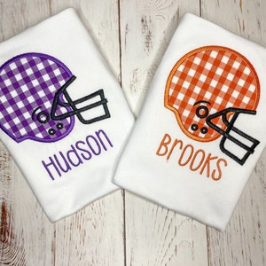 MORE COLORS, Football Helmet Gameday Embroidered Tshirt for Babies and Toddlers, College Football Shirts Top for Boys and Girls