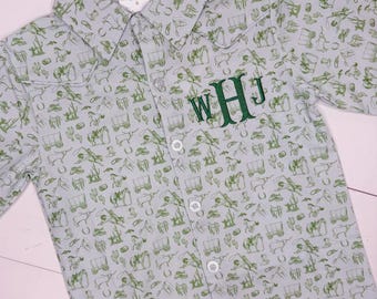 Rodeo Toile Button Down, Western Cowboy Shirt for Boys, Toddler or Baby, Go Texan Day Shirt, Rodeo Sibling Outfit, Mommy and Me Rodeo Match