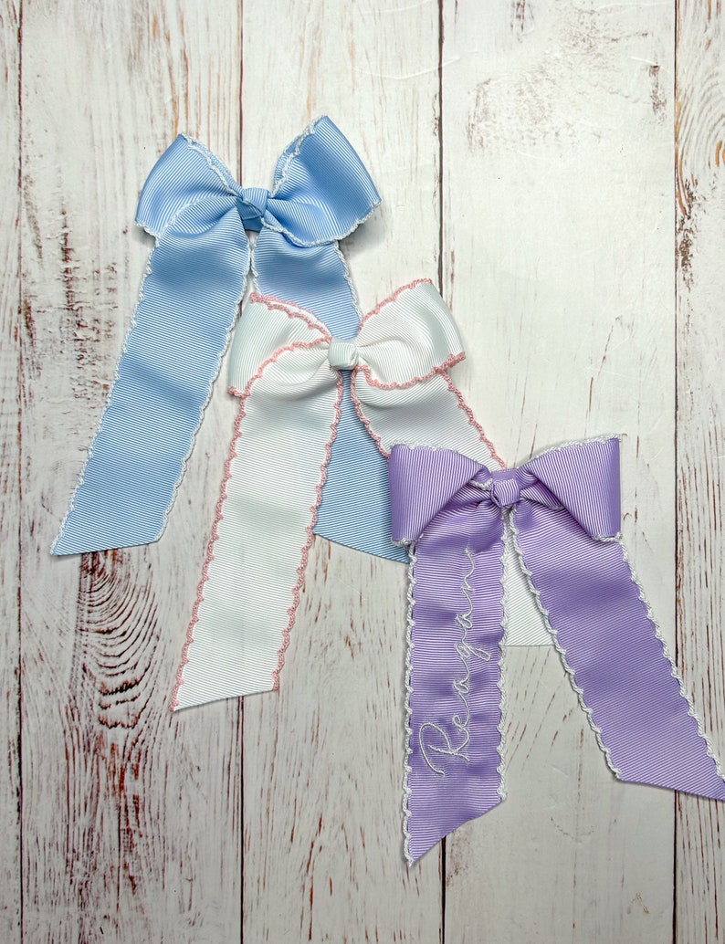 Monogrammed Hair Bows for Girls, Personalized Grosgrain Bow, Girls Monogrammed Bow for Special Occasion image 1