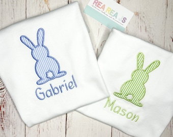 MORE COLORS, Easter Bunny Embroidered Shirt for Baby or Toddler, Easter TShirt , Little Boy or Girl Easter Top, Brother Sister Matching