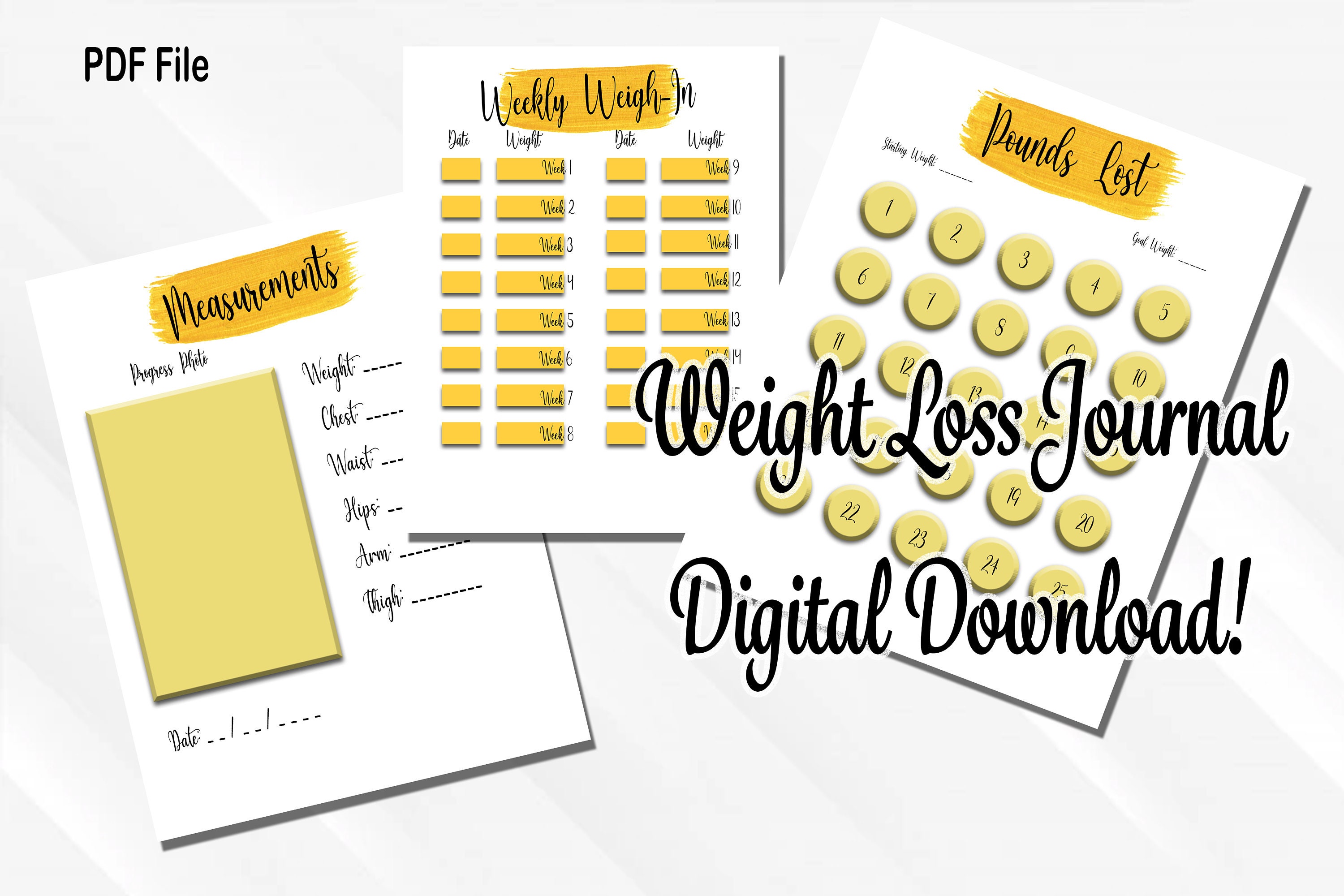 Weight Loss Digital Journal Sheets Etsy