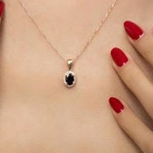 Black Zircon Stone Necklace, Black Zircon Rose Gold Necklace, Black Teardrop Pendant, Small Black Zircon Pendant, Black Gemstone Pendant