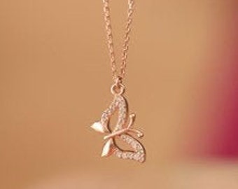Tiny Butterfly Charm Necklace, Delicate Butterfly, 925 Silver Butterfly Necklace Jewelry, Animal Minimal Necklace, Butterfly Gift For Her,