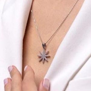 Collier en argent sterling avec étoile, collier en cristal argenté, pendentif à breloque étoile du Nord, bijoux étoile en argent, bijoux célestes délicats, cadeau