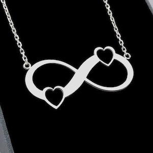 Silver Heart Infinity Necklace Gift, Simple Gold Infinity Charm Everyday Necklace, Handmade 925 Sterling Silver Infinity Love Heart Pendant