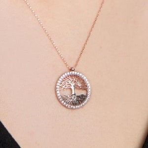Collana albero genealogico della vita, gioielli pendenti albero d&#39;oro per le donne, 925 sterling silver tree of life, regalo pendente di famiglia