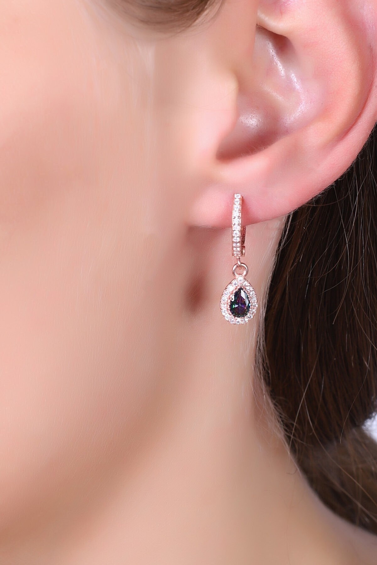 London Blue Topaz Earrings, 14K Gold Blue Topaz Earrings, Blue Topaz Dangle Earrings, Blue Topaz Jewelry, December Birthstone Earrings
