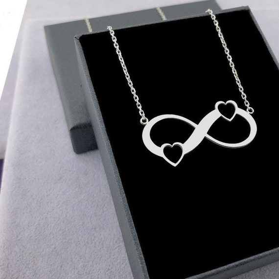 S925 Sterling Silber Infinity Liebes Herz Doppelt Herz Interlocking Zirkonia Anhänger Halskette