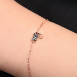 CZ Cat Chain Bracelet, CZ Silver Cat Bracelet, Cat lovers Bracelet for Gift, Dainty Charm Cat Bracelets for her, Custom Shaped  925 Sterling
