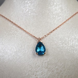 December Birthstone Necklace, Blue Zircon Silver Necklace, Small Blue Zircon Pendant, December Birthday Gift, Birthstone Jewelry for her image 7