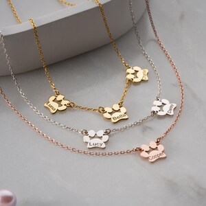 Custom Paw Name Necklace, Pet Necklace, Multiple Name Necklace, Dog Paw Necklace, Pet Memorial necklace, Gift for Mom, Birthday Gift for Her