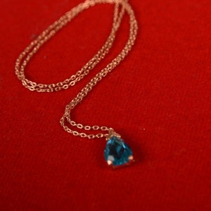 December Birthstone Necklace, Blue Zircon Silver Necklace, Small Blue Zircon Pendant, December Birthday Gift, Birthstone Jewelry for her image 8
